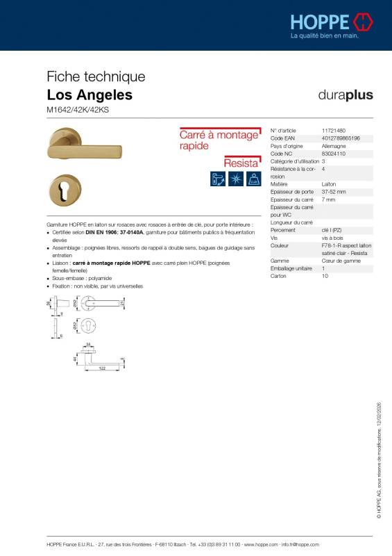 Ensemble de porte Los Angeles M1642/42K/42KS