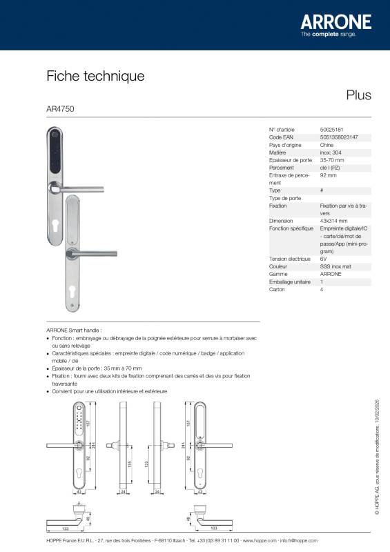 Ensemble de porte Connecté AR4750