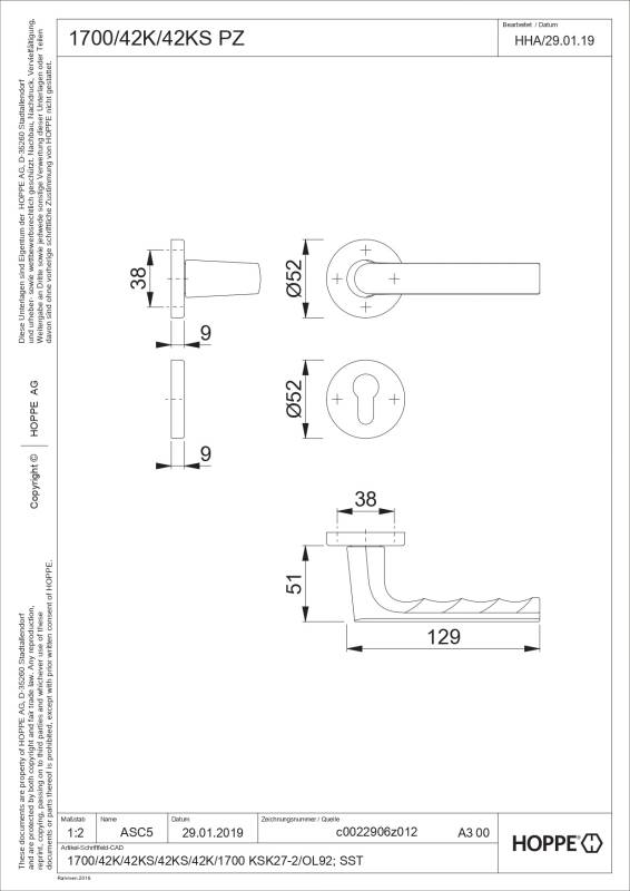Ensemble de porte Hamburg 1700/42K/42KS