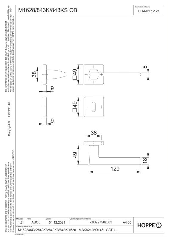 Ensemble de porte Bergamo M1628/843K/843KS
