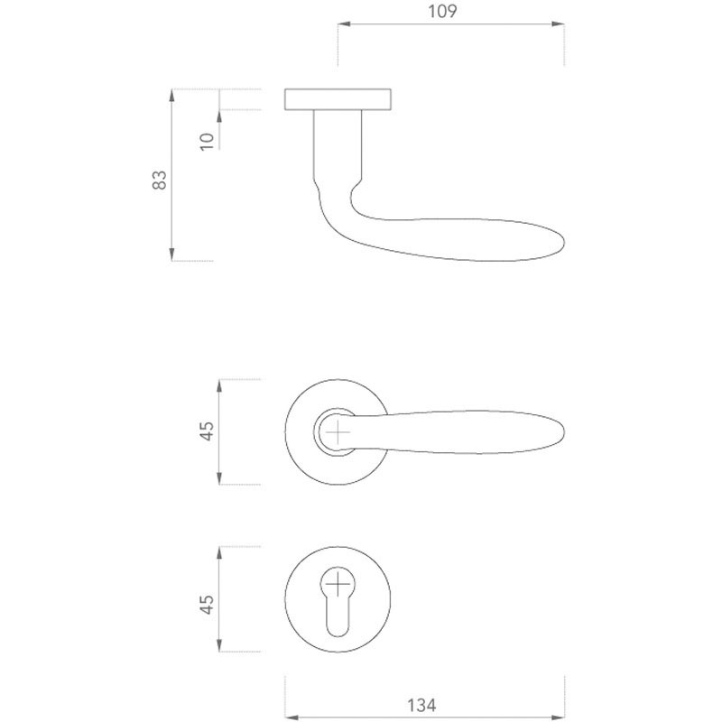 Ensemble de porte Botticelli Long col sur rosace