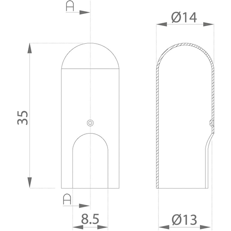 Cache fiche aluminium bout rond design d.14 (pour 030/055/057 13mm) - OTLAV