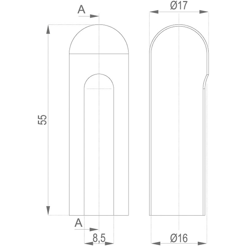 Cache fiche aluminium bout rond design d.17 (pour exacta et bixacta 16mm)