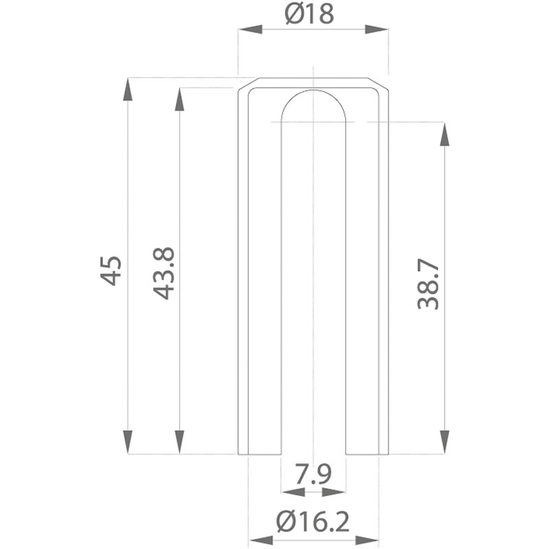 Cache fiche aluminium bout plat design d.18mm (pour exacta et bixacta 16mm)